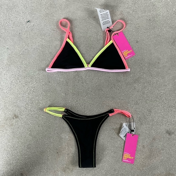 OneOne Ally Bikini | Bottom XS - Top S | Multi-colored block lining | w/ tags - Picture 4 of 4